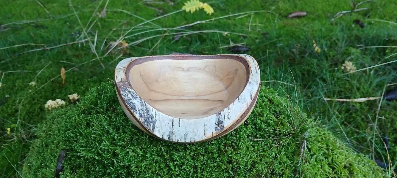 Birkenholzschale,Rindenholz Apfelholzschüssel, Pflaumenholzschüssel/Holzschale Obstschale /Holzschale, Nussschale, aufbewahren,Holzschüssel,Handarbeit,Erzgebirge,Handgedrechselt,Naturrandschale